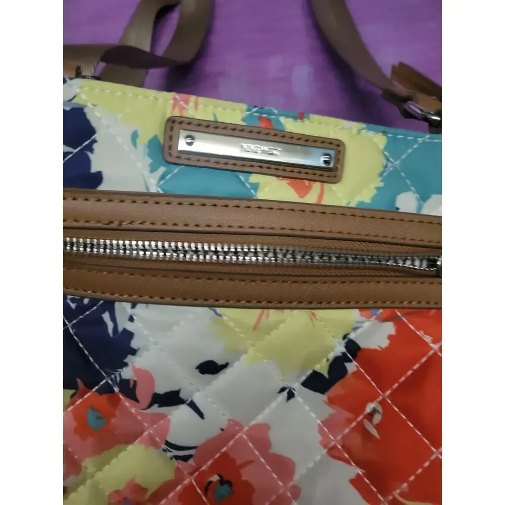 Nine West Quilted Floral Cross Body Purse Bag